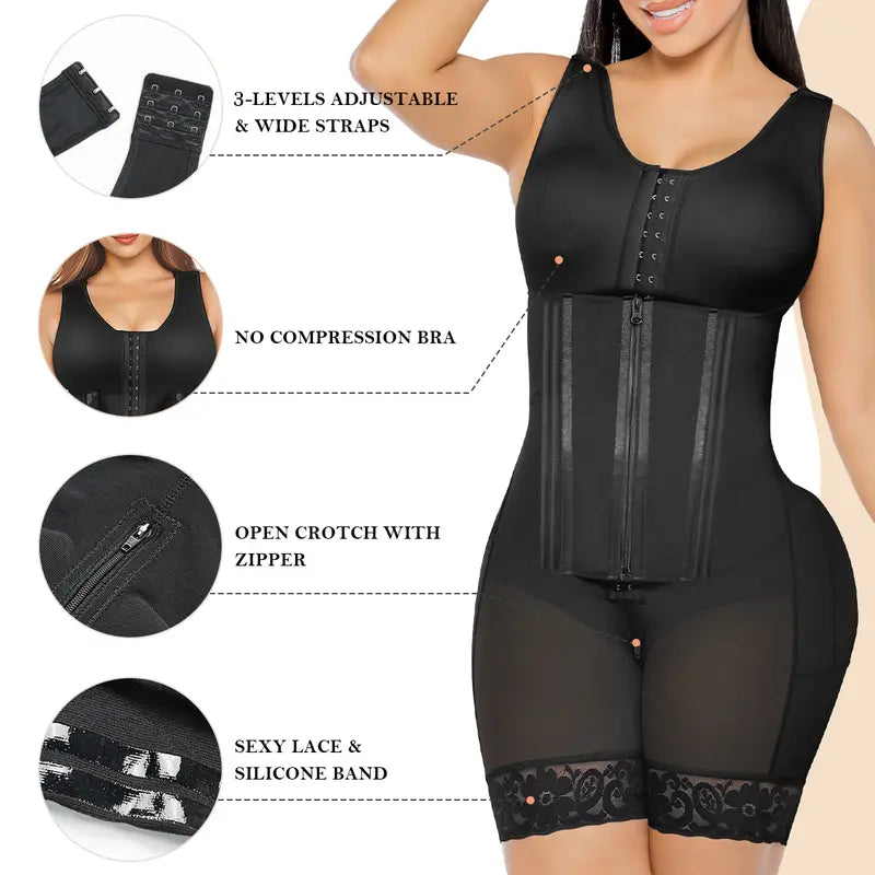 YIANNA Overbust Fajas Colombianas Shapewear for Women Tummy Control Body Shaper Girdles Waist Snatched Garment
