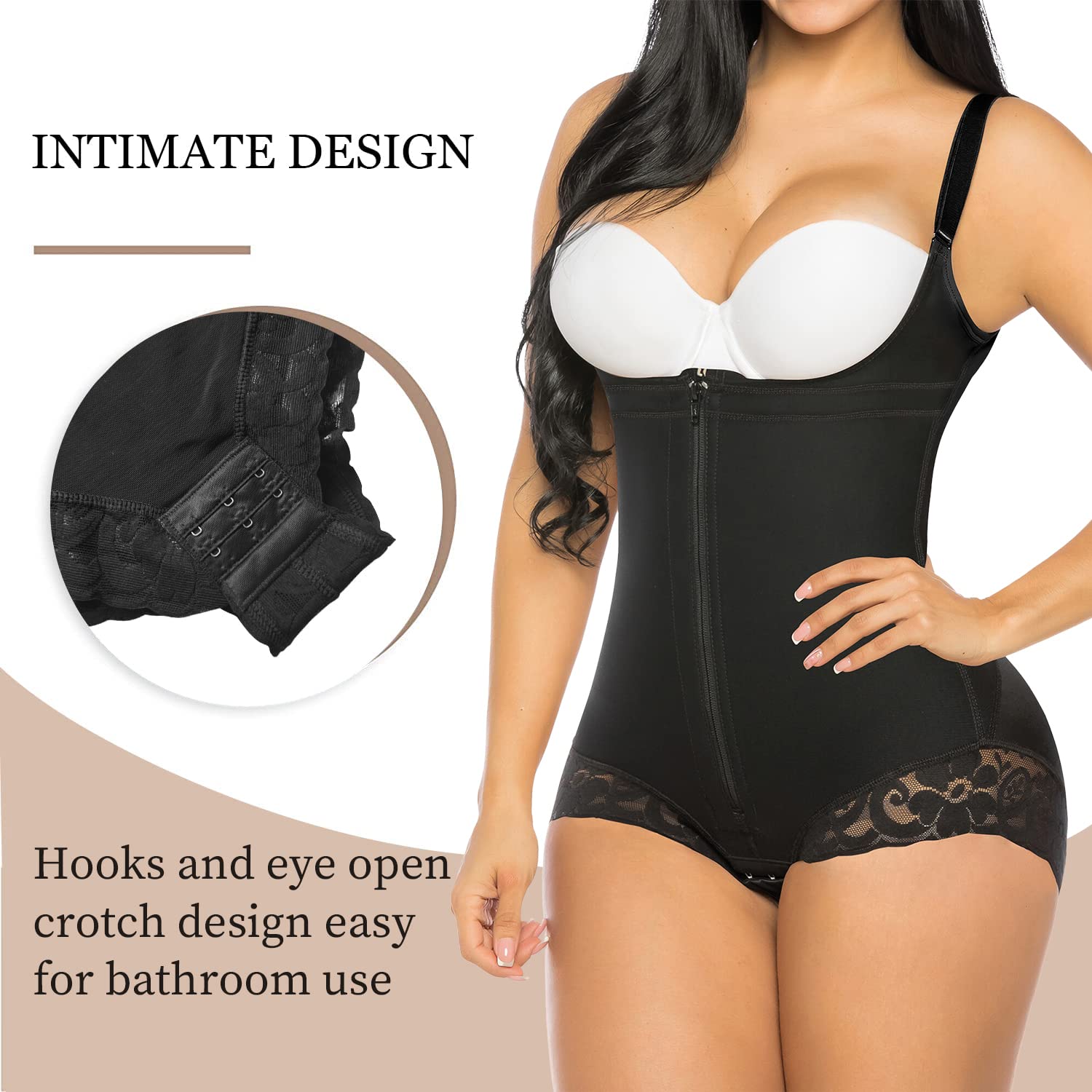 YIANNA Shapewear for Women Tummy Control Fajas Colombianas Open Bust Body Shaper Slimmer Bodysuit